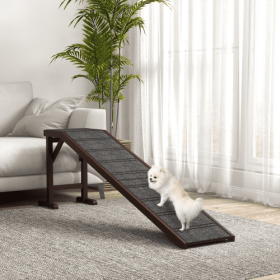 PawHut Dog Ramp For Bed, Pet Ramp For Dogs With Non-Slip Carpet And Top Platform, 74 X 16 X 25, Brown (Color: brown)